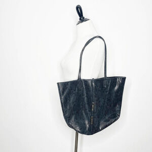 Remi/Reid Departure Tote Bag Black Snake Reversible vegan leather carry all